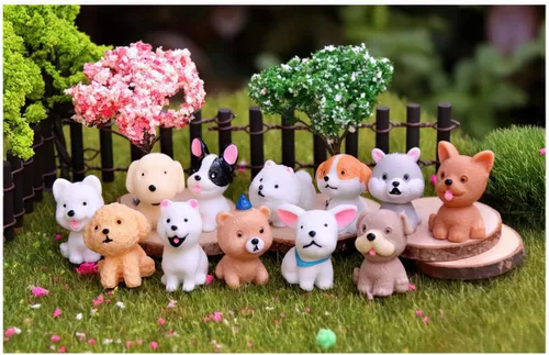 Miniatura 2 de Mini figuras de perro, figura de animal de casa de muñecas de resina para decoración de tablero, decoración de escritorio de oficina y hogar, adorno