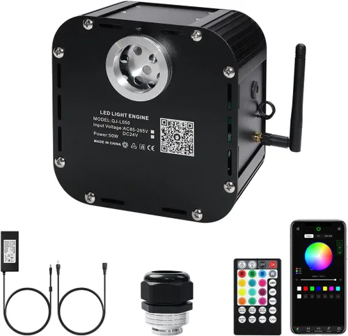 Miniatura 10 de AMKI Motor de fuente de luz de 32W con doble puerto de alta luminosidad, modo de sonido parpadeante, control remoto/APP, RGBW, para kit de luz