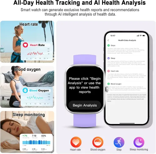 Miniatura 4 de uaue Reloj inteligente AI con ChatGPT, reloj inteligente de llamadas Bluetooth de 1.91 pulgadas para hombres y mujeres, más de 110 modos de fitness