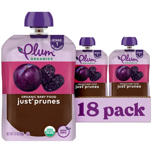 Miniatura 13 de Plum Organics Just Prunes, 4+ Meses - Portabebés de Alimentos Orgánicos, Bolsa de 3.5 oz (Paquete de 12)
