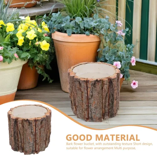 Miniatura 5 de DOITOOL Maceta de troncos de troncos de madera, maceta rústica de corteza para centros de mesa, bodas, fiestas, hogar, oficina, balcón, decoración