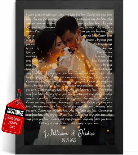 Miniatura 18 de VICILO Póster personalizado con letras de canciones, lienzo para decoración de pared, acordes de canción perfecta, regalo de aniversario de un año