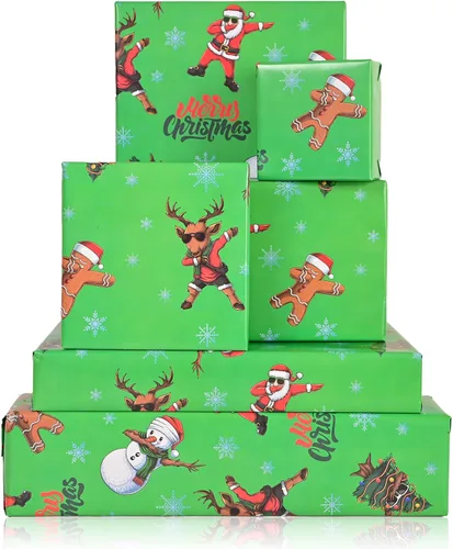Miniatura 20 de Dtiafu Papel de Regalo Navideño Afroamericano Papel de Regalo Negro de Papá Noel a Granel Diseños Lindos de Navidad para Personas Negras