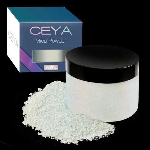 Miniatura 17 de Ceya Polvo Mica, 150g/ 5.3oz Pigmento de Colorante de Efecto Perlado Blanco de Porcelana para Resina Epóxica, Vasos, Sustancia Pegajosa, Bomba