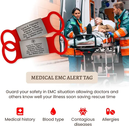 Miniatura 8 de MIA·MIA Etiqueta de identificación de alerta personalizada para correa de reloj, placa de seguridad grabada personalizada para Apple Watch, etiqueta