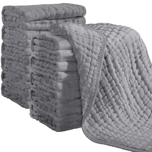 Miniatura 15 de Looxii - Paquete de 12 trapos de muselina para eructos, 100 % algodón, grandes, 20 x 10 pulgadas, extrasuaves y absorbentes, para bebés, niños