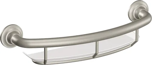 Moen Home Care Barra de Agarre de Seguridad para Baño de 16 Pulgadas para Discapacitados para Bañera y Ducha con Estante de Almacenamiento, Producto