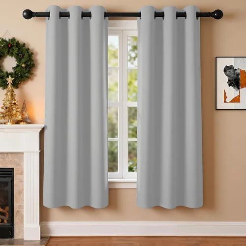 Miniatura 26 de Cortinas de oscurecimiento de habitación de 45 pulgadas de largo para dormitorio y sala de estar, cortinas térmicas aislantes con ojales