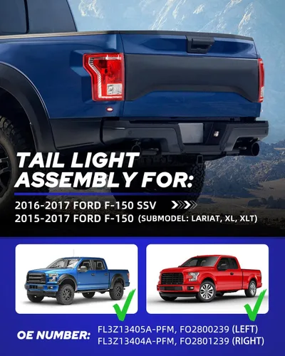 Miniatura 2 de AUTOONE F150 Ensamble de luz trasera lámparas traseras de reemplazo para Ford F-150 SSV 2016 2017 / 2015 2016 2017 Ford F-150 Lariat, XL, XLT, lado