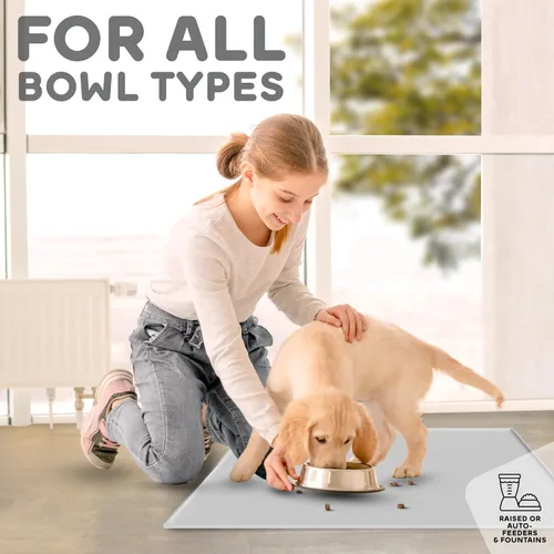 Miniatura 6 de Tapete para comida de perro y gato, bordes elevados para evitar derrames de comida y agua, impermeable, protege el piso, fácil de limpiar, de Mist
