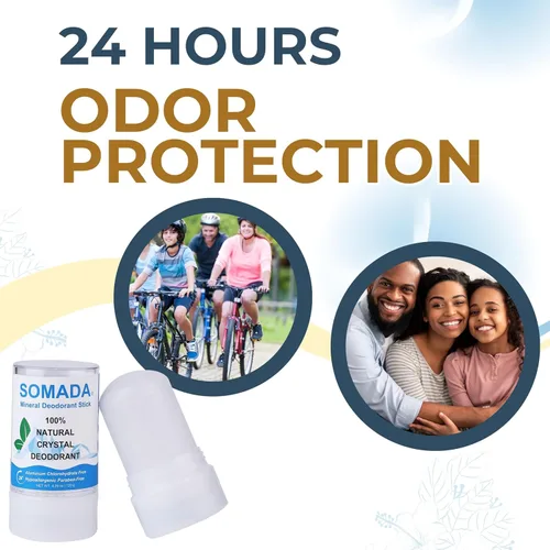Miniatura 8 de SOMADA Desodorante de cristal natural para mujeres y hombres, desodorante sin perfume sin aluminio, sin alcohol ni parabenos, Salt Stone Rock, barra