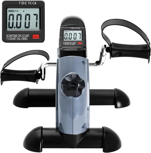Mini Exercise Bike, himaly Under Desk Bike Pedal Exerciser Portable Foot Cycle Arm & Leg Peddler Machine with LCD Screen Displays Gris