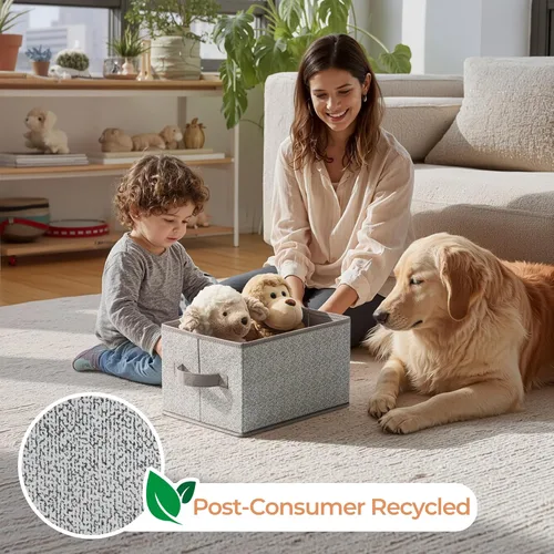 Miniatura 2 de GRANNY SAYS Contenedores de tela para almacenamiento, contenedores de armario para estantes, canasta de almacenamiento con asas, cajas de Gris ceniza