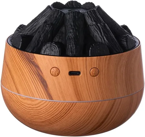 Miniatura 6 de Humidificador simulado de fuego de carbono de gran capacidad para oficina, diseño de fuego de carbón de leña USB, humidificador de escritorio