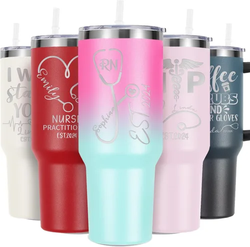 Miniatura 9 de Regalos de enfermera para mujeres, vaso de vino personalizado de 20 onzas con nombre, título de trabajo y fecha, regalos de enfermera, enfermeras