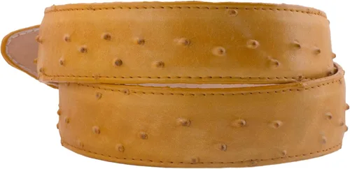 Miniatura 2 de Mens Buttecrup Ostrich Quill Print Leather Western Cowboy Belt Rodeo Buckle