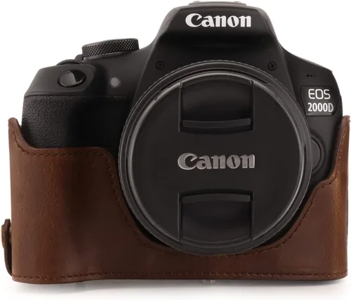 Miniatura 9 de MegaGear MG1608 Ever Ready - Funda de piel para cámara compatible con Canon EOS Rebel T7 (0.709-2.165 in), 2000D (0.709-2.165 in), color marrón