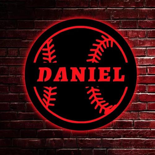 Miniatura 3 de Letrero de béisbol personalizado, nombre de jugador de béisbol personalizado, luz LED de béisbol, letrero de pelota de béisbol personalizado