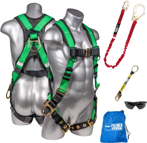 Miniatura 18 de Palmer Safety Kit de arnés de seguridad para protección contra caídas I Arnés de construcción + varios cordones + extensor de anillo en D