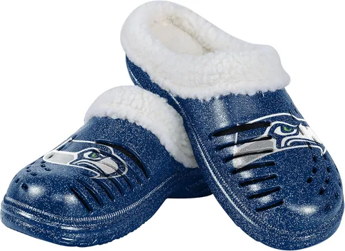 Miniatura 26 de FOCO - Zuecos con logotipo del equipo de la NFL para mujer, forro de sherpa y brillo
