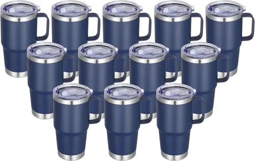 Miniatura 17 de Vaso térmico de acero inoxidable de 20 oz con asa, envase a granel, vasos termales metálicos aislados, taza de café de viaje con asa, vaso de doble