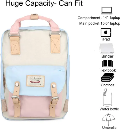 Miniatura 4 de Himawari Mochila escolar impermeable de 14.9 pulgadas / .37.84 cm. Bolsa de Viaje Clásica de Colegio para mujer, portátil de 14 pulgadas / 35.56 cm.