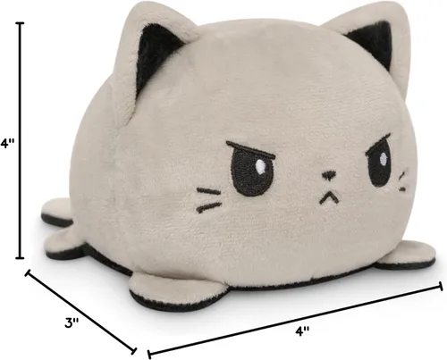 Miniatura 4 de TeeTurtle - El peluche reversible original de gato, negro y gris, lindos animales de peluche sensoriales que muestran tu estado de ánimo
