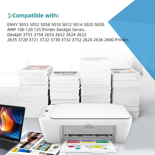 Miniatura 2 de Cartucho de Tinta Negro 65XL de Alto Rendimiento de Reemplazo para HP Ink 65 HP 65 XL HP65XL Combo Funciona para HP Deskjet 3755 3700 3772 3752 3722