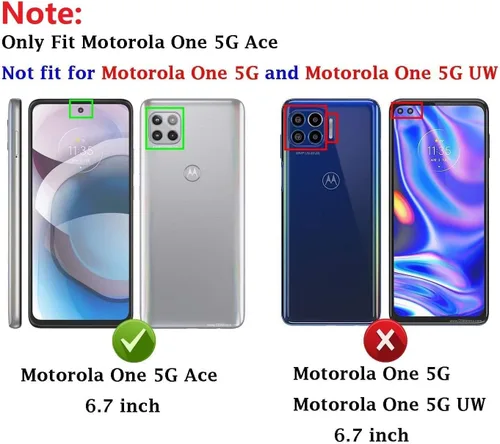 Miniatura 3 de Funda para teléfono Motorola One 5G Ace, Moto One 5G Ace con protector de pantalla HD, [grado militar de 16 pies probada en caídas], anillo
