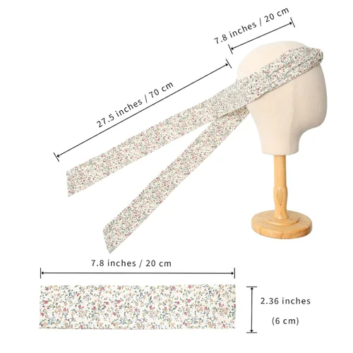 Miniatura 7 de AWAYTR Diademas de gasa con trenzado largo para mujer - 3 unidades, envolturas cruzadas para cabello grueso (Negro+Beige+Jaque)