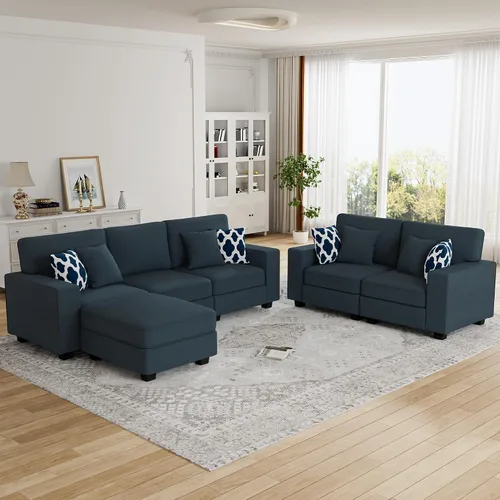 Miniatura 2 de Legend Vansen - Sofá seccional modular en forma de U con otomano, sofá de esquina reversible moderno para sala de estar (Antracita, 2+3 con otomano)
