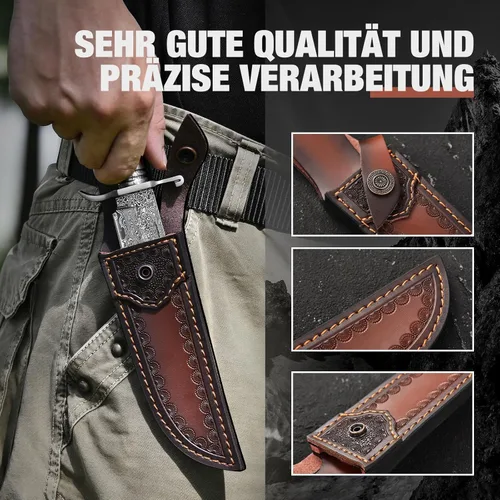 Miniatura 5 de DRACHENADER Cuchillo Bowie de 10.5 pulgadas con funda, cuchillo de hoja fija de supervivencia y bushcraft para caza al aire libre