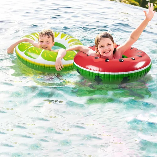Miniatura 4 de 90shine Paquete de 2 flotadores para piscina de frutas: anillos flotantes, tubos flotantes y juguetes para niños y adultos, decoración de fiesta