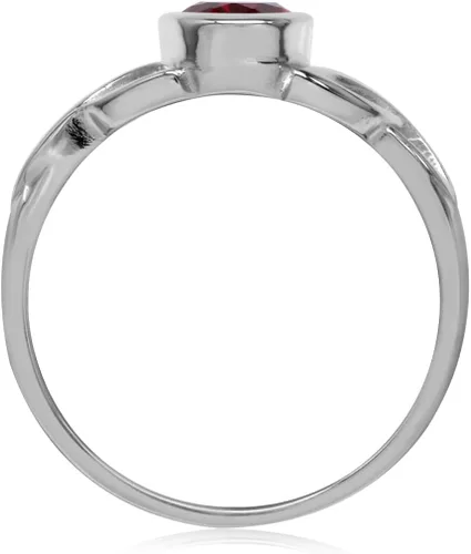 Miniatura 3 de Silvershake Anillo de plata de ley 925 con piedra natal ovalada de 7x5MM con nudo de trinidad celta triquetra