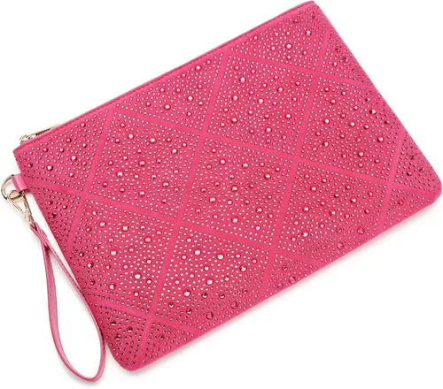 Miniatura 2 de ER.Roulour Bolso de noche para mujer, con diamantes de imitación, sobre de cristal, bolso de mano cuadrado grande para fiesta, boda, baile
