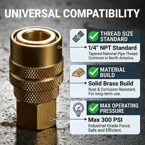 Miniatura 6 de LE LEMATEC Kit de montaje de manguera de compresor de aire de 15 piezas, accesorios de manguera de aire de conexión rápida NPT de 1/4 pulgadas