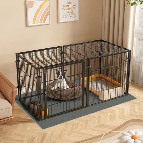 Miniatura 9 de XPIY Jaula grande para perros – Perrera de metal para perros medianos y pequeños, segura para interiores y exteriores, jaula grande para cachorros