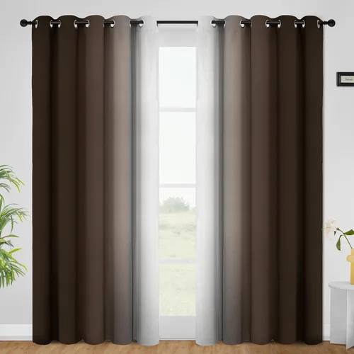 Miniatura 105 de COSVIYA Cortinas 100% Opacas Azul Degradado con Lazos Ajustables para Cocina Aislamiento Térmico Oscurecimiento de Habitación Cenefa con Bolsillo