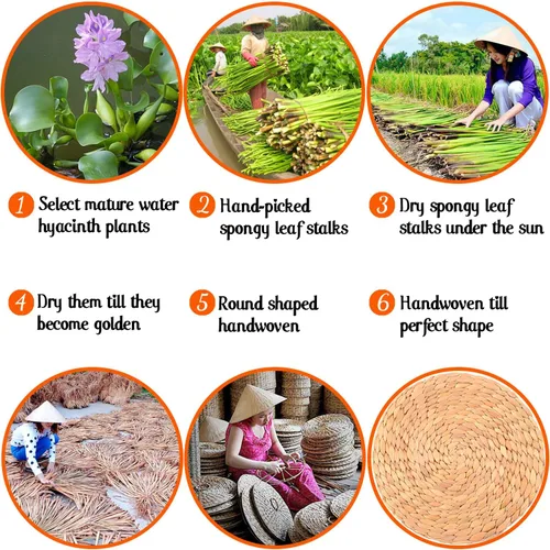 Miniatura 3 de Posavasos absorbentes de jacinto de agua para bebidas, posavasos tejidos para mesa de café, posavasos de tazas, decoración de artículos