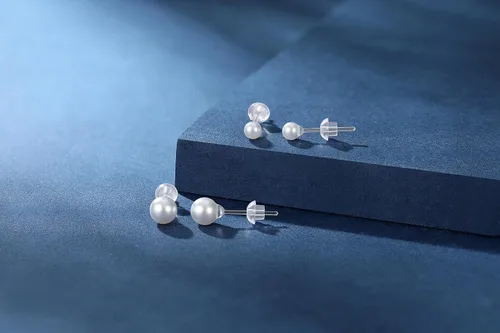 Miniatura 3 de 2 pares de aretes de perlas de plástico para orejas sensibles, 0.157 pulgadas y 0.236 pulgadas, ligeros, de imitación, sin metal, para mujer