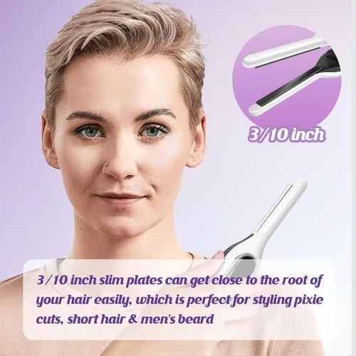 Miniatura 8 de Sunmay Mini plancha plana inalámbrica, alisadora de pelo de lápiz de 3/10 pulgadas para cabello corto, corte Pixie y flequillo, rizador de viaje
