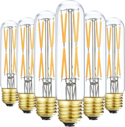 Miniatura 15 de XININSUN Bombillas LED esmeriladas T10, color blanco cálido 2700 K, bombillas LED Edison tubulares regulables de 6 W, equivalente a 60 vatios, 600