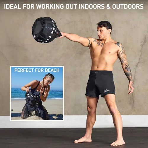 Miniatura 5 de Saco de arena con pesa rusa - Bolsa de pesas de arena de servicio pesado para entrenamiento cruzado, entrenamiento de fuerza, ejercicio, fitness