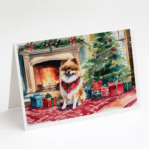 Miniatura 114 de Caroline's Treasures DAC2753GCA7P Paquete de 8 tarjetas de felicitación navideña acogedora de Husky siberiano Tarjetas en blanco con sobres