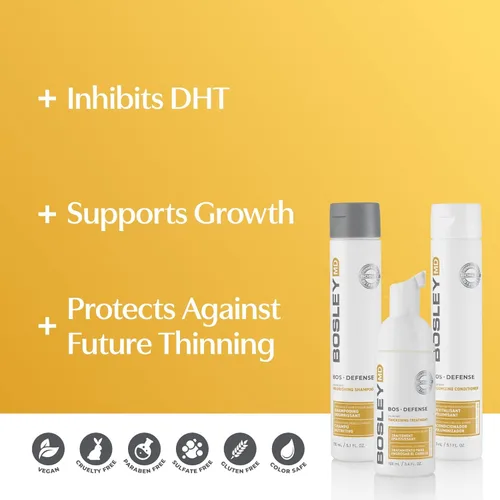 Miniatura 2 de BosleyMD BosDefense - Kit de adelgazamiento del cabello de 30 días para hombres y mujeres, champú de bloqueo DHT, acondicionador voluminizador