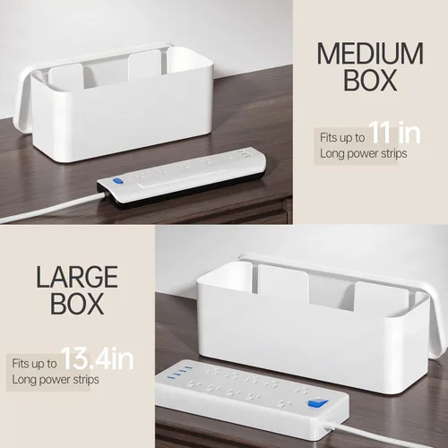 Miniatura 6 de YECAYE Paquete de 2 cajas de organización de cables, caja organizadora de cables para mascotas para el hogar y la oficina, caja protectora de cables