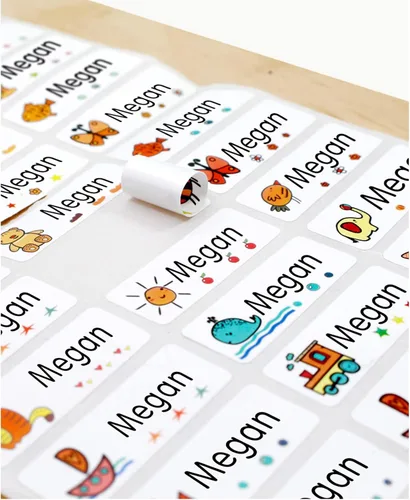 Miniatura 3 de jifu Sello personal con nombre personalizado para ropa de niños, sellos de firma para firmar nombre (120 calcomanías, 1 unidad)