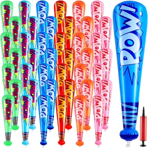 Miniatura 7 de WILLBOND 18 bates inflables de béisbol de 17 pulgadas a granel, regalos de fiesta de béisbol, premios de carnaval, inflable, juguete inflable con 1