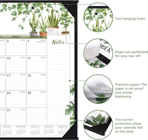 Miniatura 4 de Calendario de escritorio 2026 – Calendario de escritorio grande 2026 de 22 x 17 pulgadas, ene. 2026 - dic. 2026, calendario grande 2026, 12 meses