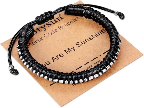 Miniatura 55 de Regalos inspiradores para hombres, pulseras con código morse, pulseras para hombre, regalos de graduación para él, Día del Padre, pulsera de cuero